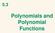 5.3. Polynomials and Polynomial Functions