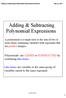 Adding & Subtracting Polynomial Expressions
