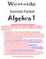 Summer Packet. Algebra 1