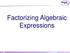 Factorizing Algebraic Expressions