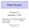Math Glossary. Version September 1, Next release: On or before September 30, for the latest version.