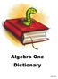 Algebra One Dictionary