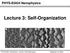 PHYS-E0424 Nanophysics Lecture 3: Self-Organization